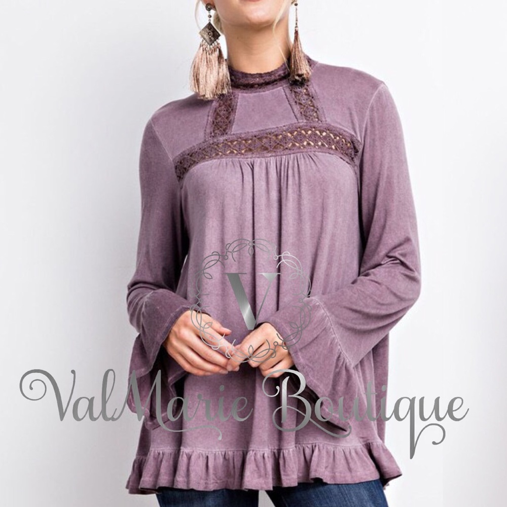 LAST 1!  Dusty plum boho Blouse - Picture 2 of 4